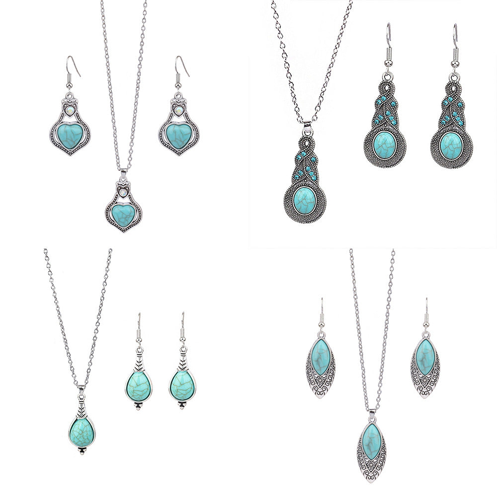 Women's Alloy Ellipse Earrings and Necklace Jewelry Set